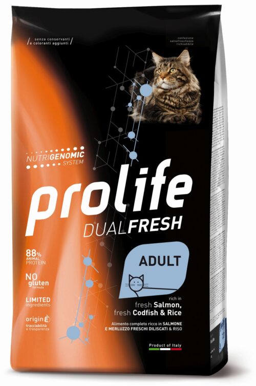 Cat Prolife Dual Fresh Adult fresh Salmon, fresh Codfish & Rice 1,5 kg e 7 kg