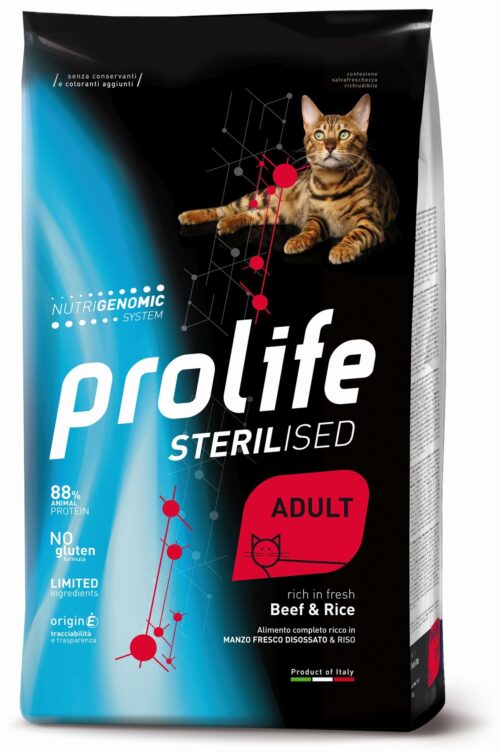 Cat Prolife Sterilised Adult Beef & Rice 1,5 kg e 7 kg