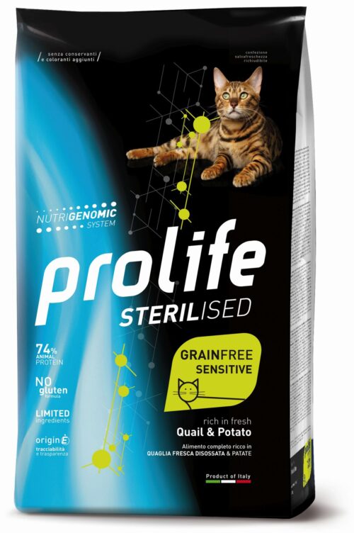 Cat Prolife Sterilised Grain Free Adult Quail & Potato 1,5 kg e 7 kg