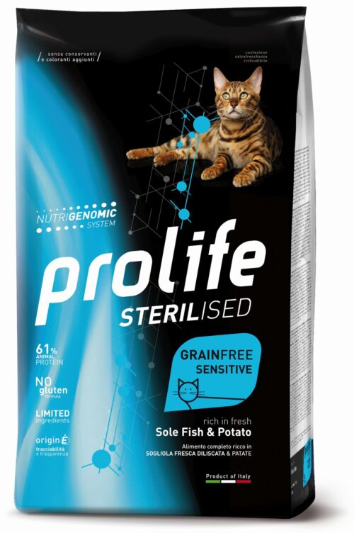 CAT PROLIFE STERILISED GRAIN FREE SENSITIVE SOLE FISH&POTATO 1,5 KG