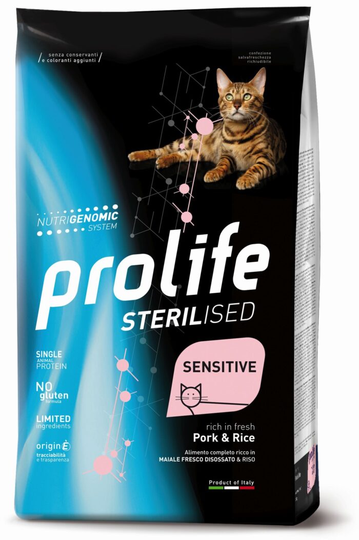Cat Prolife Sterilised Sensitive Adult Pork & Rice 1,5 kg e 7 kg
