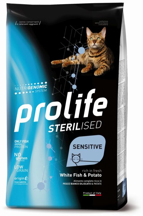 Cat Prolife Sterilised Sensitive Adult White Fish & Potato 1,5 kg e 7 kg