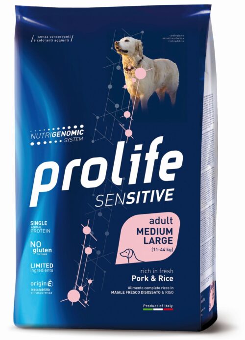Dog Prolife Sensitive Adult Medium/Large Pork & Rice 2, 5 kg e 10 kg