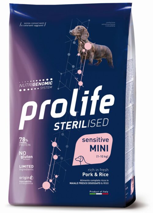 Dog Prolife Sterilised Sensitive Adult Mini Pork & Rice 2 kg e 7 kg