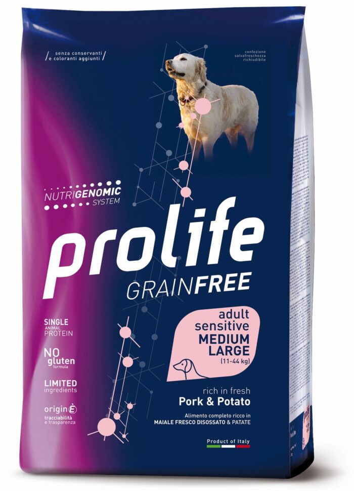Dog Prolife Grain Free Adult Medium/Large Sensitive Pork & Potato 2,5 kg e 10 kg