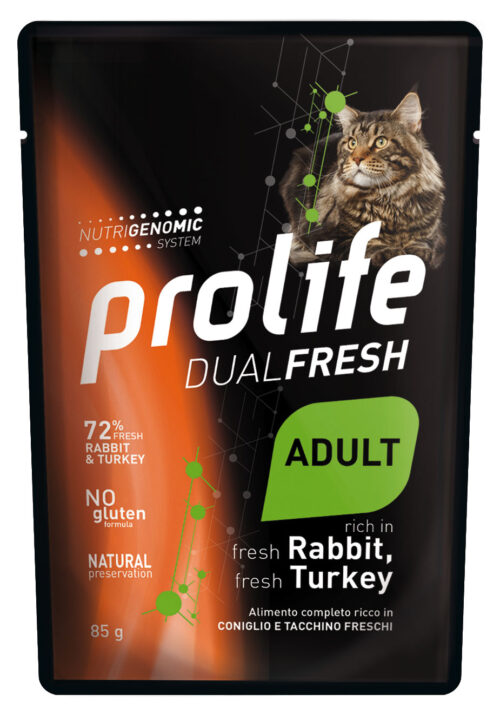 CAT PROLIFE WET DUALFRESH ADULT RABBIT & TURKEY - busta 85 gr