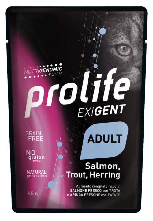 CAT PROLIFE WET EXIGENT ADULT SALMON, TROUT & HERRING - busta 85 gr