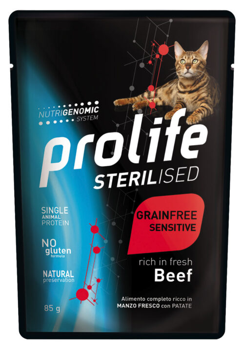 CAT PROLIFE WET STERILISED GRAINFREE SENSITIVE BEEF - busta 85 GR