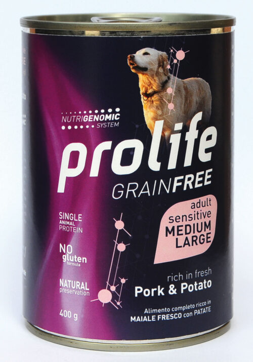 DOG PROLIFE WET GRAINFREE MEDIUM/LARGE PORK & POTATO - 400 gr