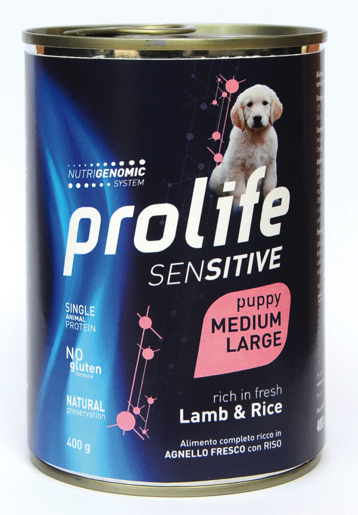 DOG PROLIFE WET SENSITIVE PUPPY MEDIUM/LARGE LAMB& RICE - 400 gr
