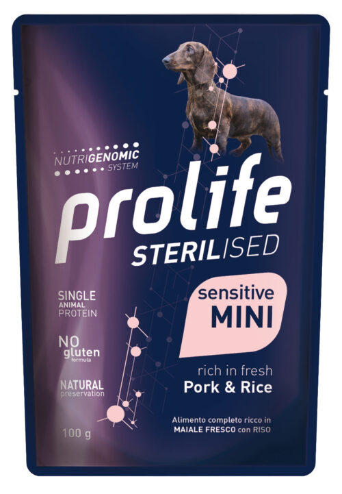 DOG PROLIFE WET STERILISED PORK & RICE- busta 100 gr